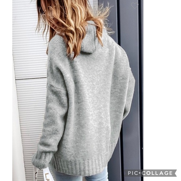 Heather Gray Sweater w/Hood - Picture 4 of 5